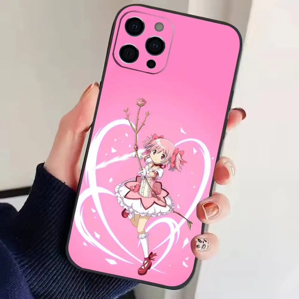 Anime Kaname Madoka  Phone Case For iPhone17,16,15,14,13,12,11 Plus,Pro Soft Silicone Black Case
