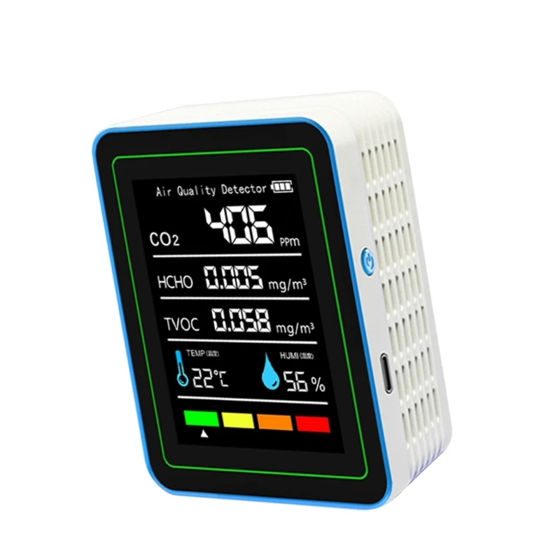 Air Quality Monitors Indoor Air Quality Meter Detects CO2 TVOC, Formaldehyde Humidity Temperature Multifunctional DropShipping