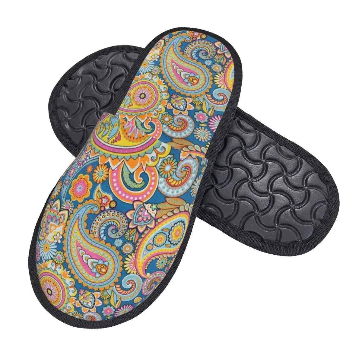 Custom Paisley Art Bandana Soft Memory Foam House Slippers Women Cozy Warm Anti-skid Sole Slipper