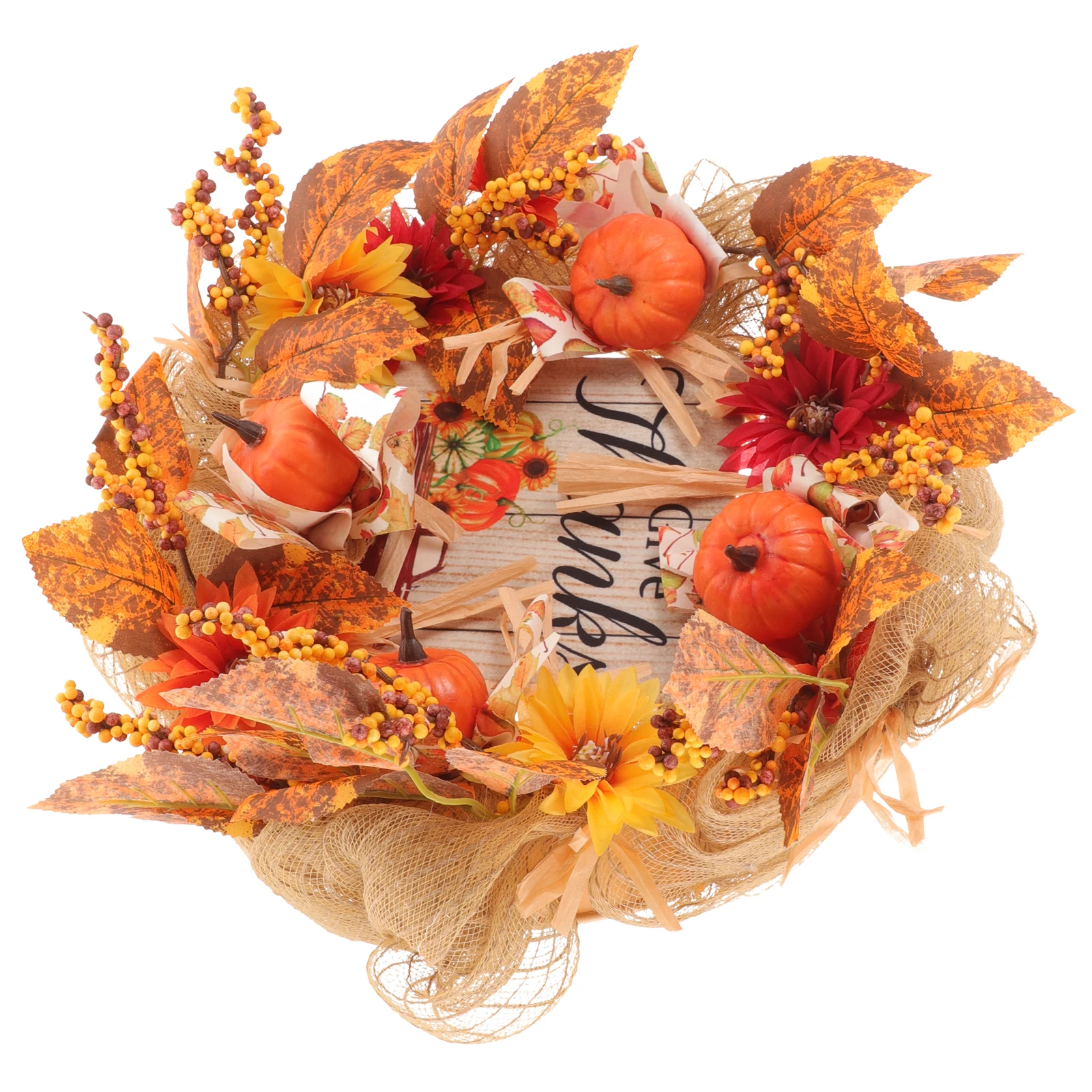 

Pumpkin Wreath Fall Decor Halloween for Front Door Outdoor Autumn Wreaths Decoration