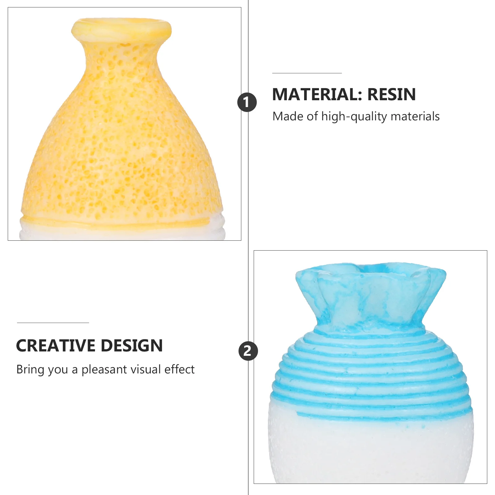 

8Pcs Mini Resin Flower Vase Creative Home Decoration Desktop Ornament for Bouquet Floral Arrangement Micro Landscape Adornment