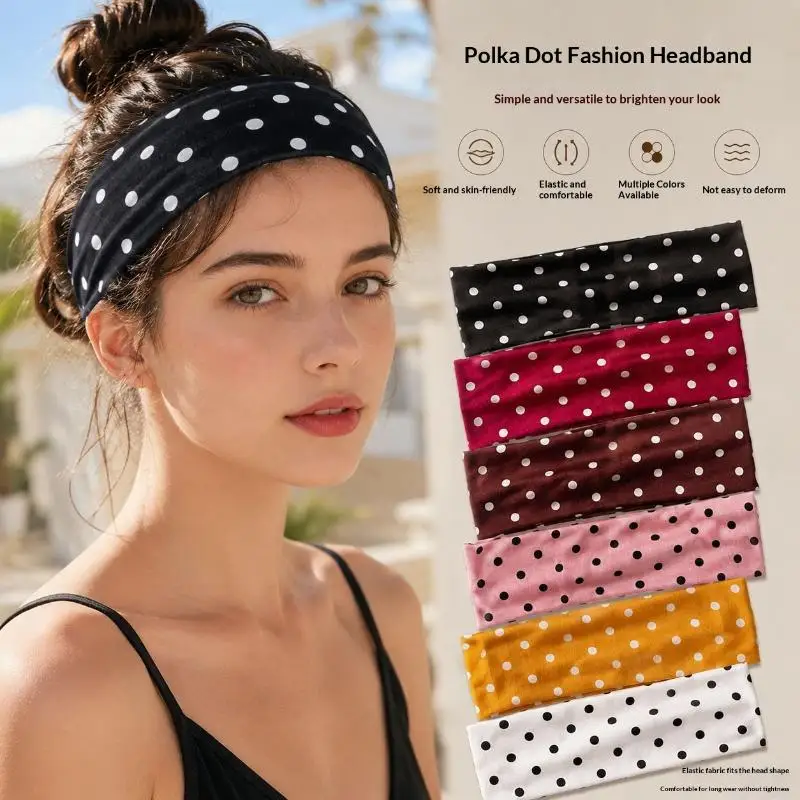 5/8 Stück Polka Dot Sport-Stirnbänder, Modische Make-up-Stirnbänder, Sport- und Fitness-Schweißabsorbierende Haarbänder – Detail 4
