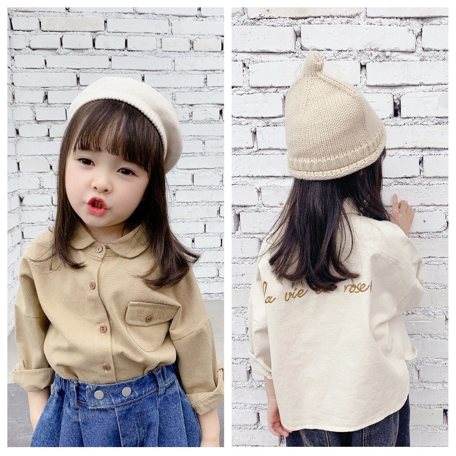 Girls\' Korean Autumn Embroidered Shirt Long Sleeve Baby Girl Shirt Cotton Boys Casual Tops 1-7 Years Kids Blouse Outfits