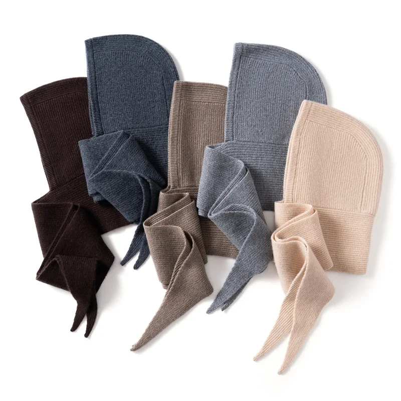 Adults Cashmere Autumn Winter Treasure Needle Small Neck Hat Warm Ear Protecting Cap Cold Proof Knit Outdoor Beanie Unisex Soft