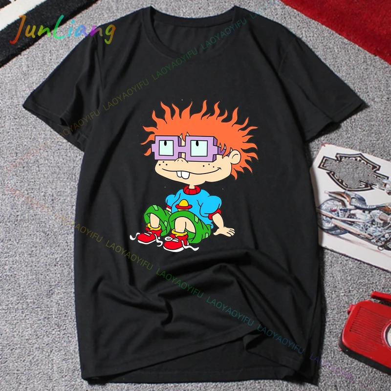 Rugrats أنيمي الرجال تي شيرت القطن Y2k ملابس قصيرة الأكمام المحملة ملابس للرجال 2024 التي شيرت جديد في بلايز و تيز الشارع الشهير تي شيرت
