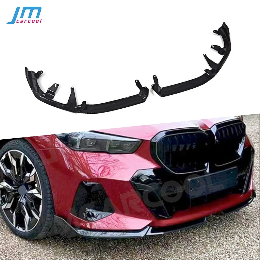 ABS Carbon Look Car Front Bumper Lip Spoile Body Kits For BMW 5 Serise G60 G68 M Sport 2024+ABS Glooss Black Car Accessories