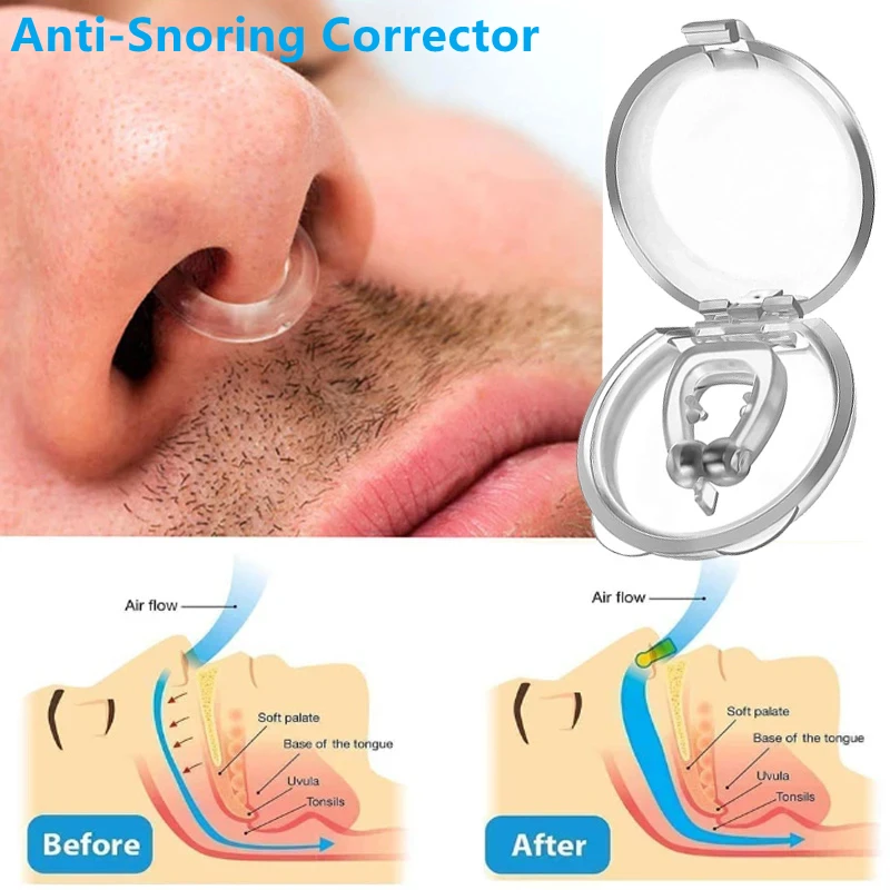 Anti Snoring Corrector Magnetic Anti Snore Stop Snoring Nose Clip Easy Breathe Improve Sleep Aid Apnea Night Device With Case