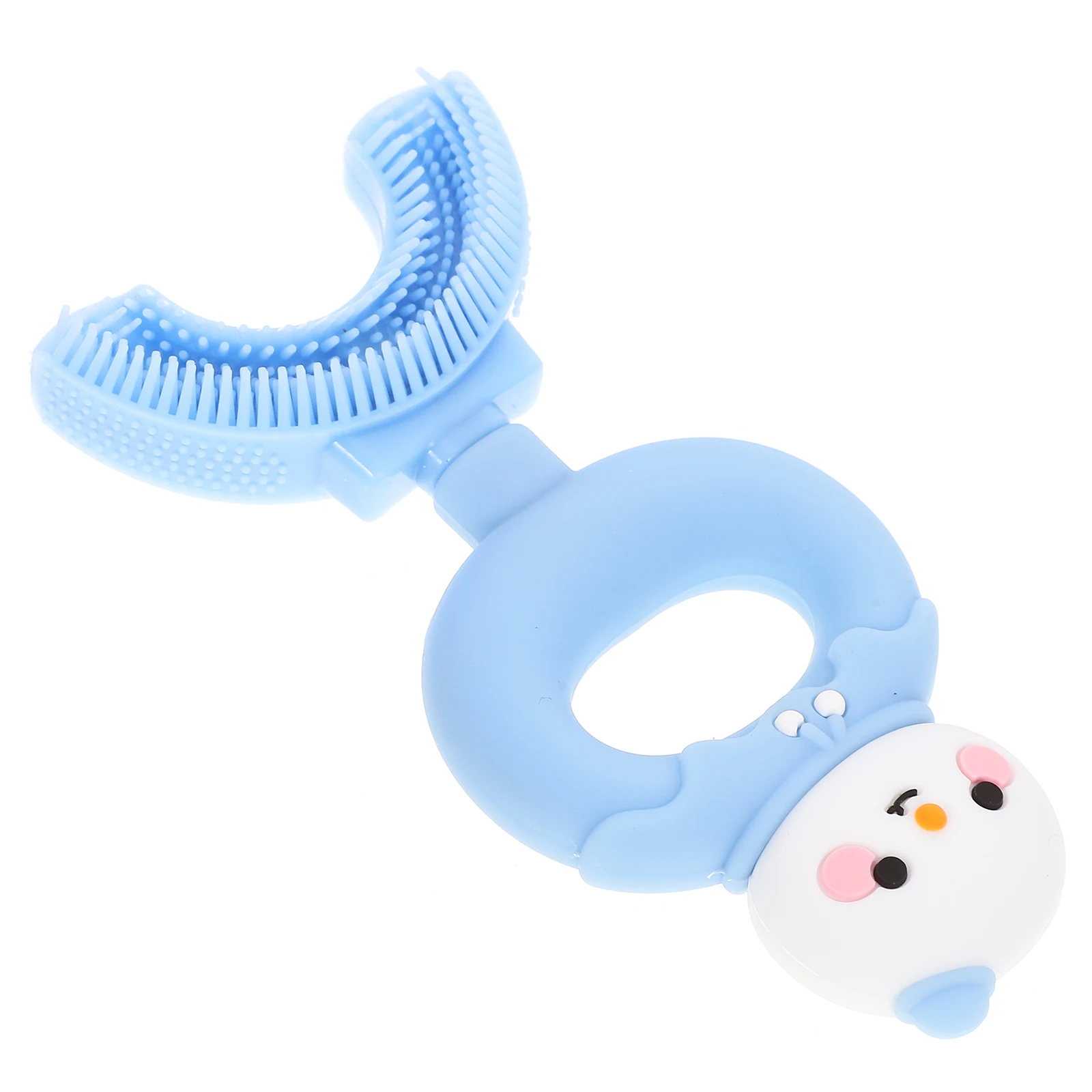 فرشاة أسنان للأطفال الصغار من السيليكون على شكل حرف U من كارتون ثلج، منظف أسنان يدوي ناعم للأطفال، قبضة مريحة، مستلزمات تنظيف الفم #4