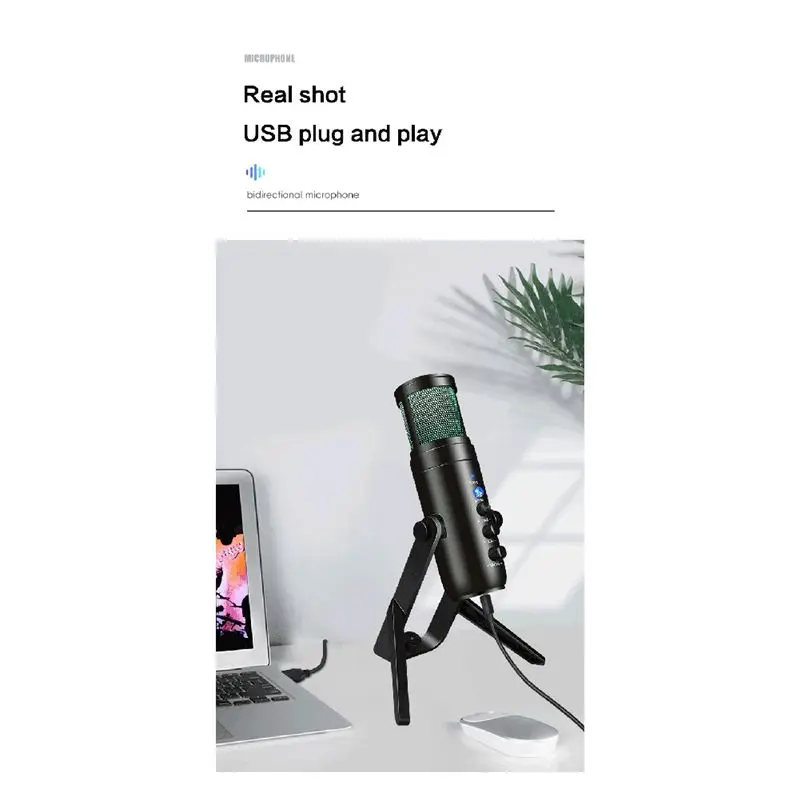 

Настольный USB-микрофон RISE с RGB-подсветкой, конденсаторный микрофон для игр, прямых трансляций, конференций и записи, конденсаторный микрофон для мониторинга