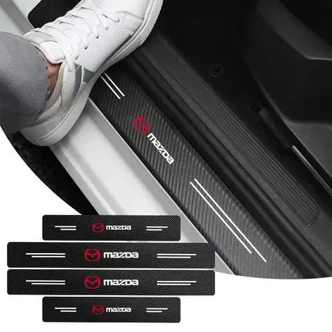 1/4/5Pcs Carbon Fiber Car Door Sill Threshold Protector Stickers Anti Scratch Decal For Mazda CX5 CX30 CX3 6 5 RX8 BT50 MPS 323