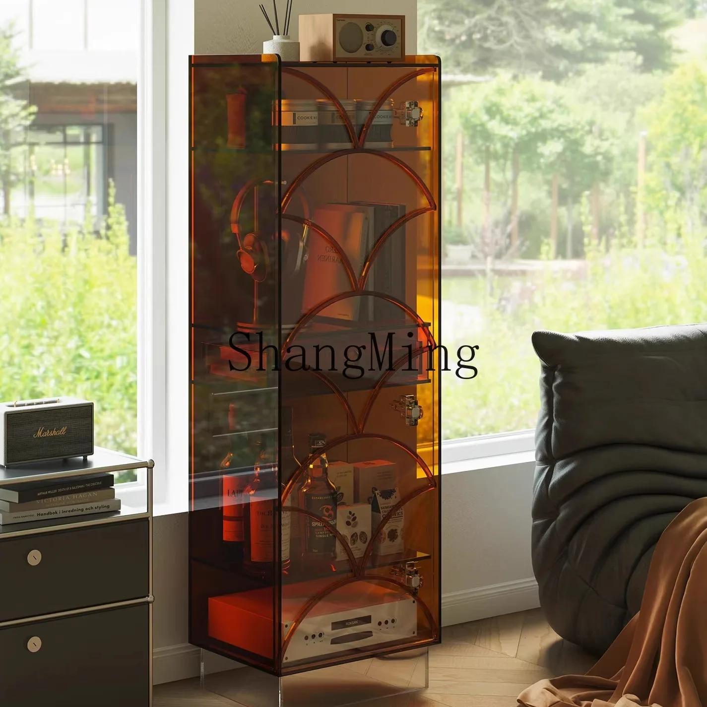 

CL Acrylic Chest of Drawers Living Room Sofa Side Cabinet Vintage Style Storage Small Apartment Wine Display Bookcase