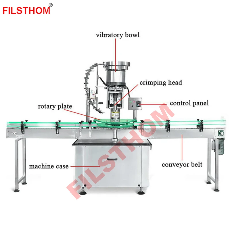 Automatic Soft Soda Drinks Beverage Beer Glass Bottle Ring Pull Crown Caps Crimping Capping Machine