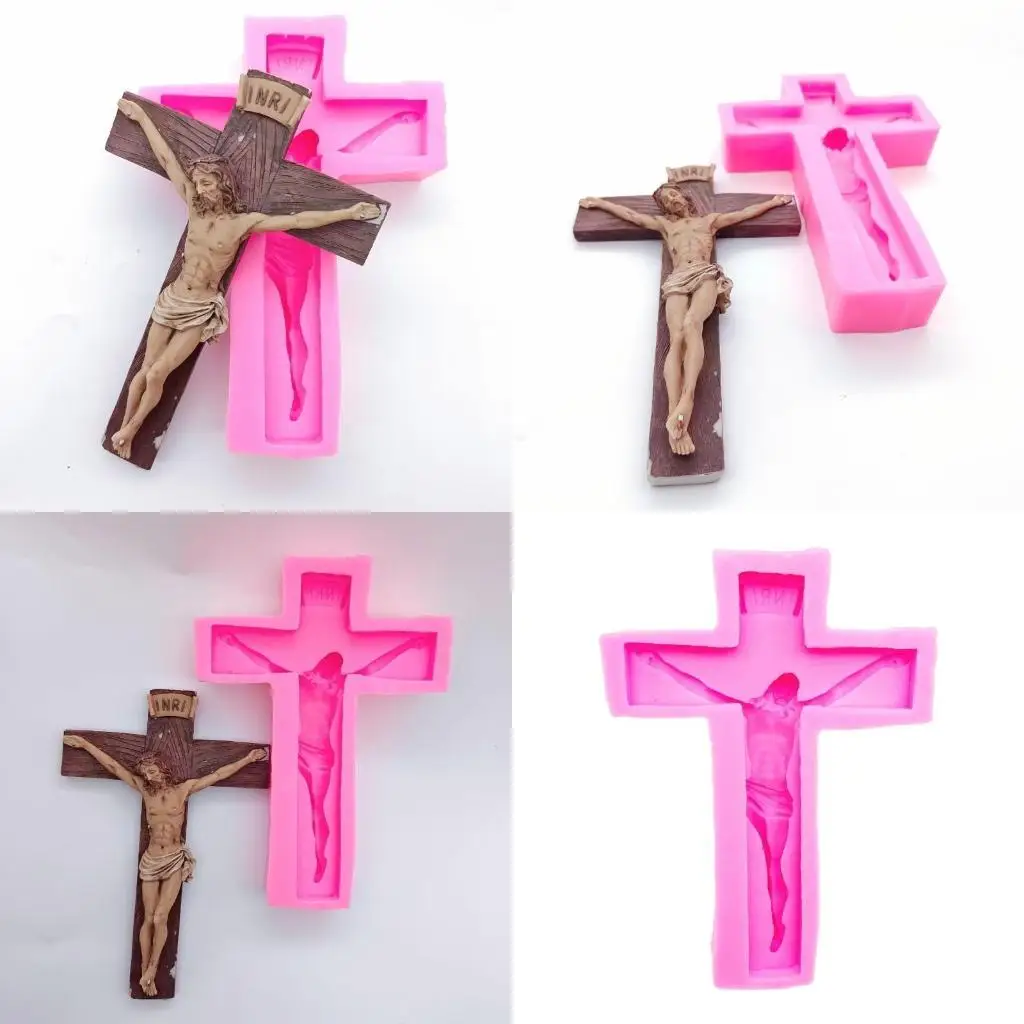 

P9FE Jesus Crucifix Epoxy Resin Casting Molds Crystal Wall Pendant Mold for DIY Craft