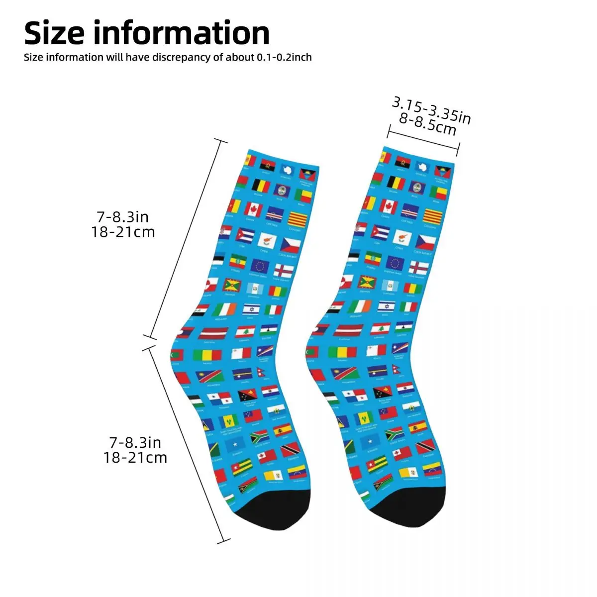 Banderas del mundo con nombres de países, calcetines largos absorbentes Harajuku para todas las estaciones, accesorios para regalos Unisex