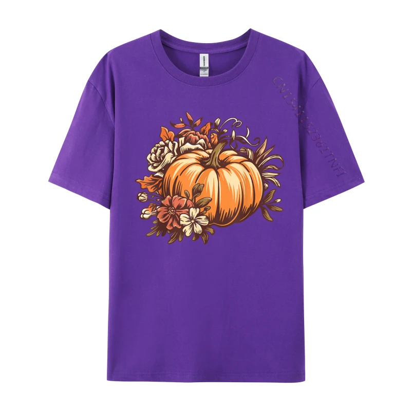 Fall Women Vintage Pumpkin Autumn Thanksgiving Print Printed Autumn Tops Shirt Plain Cotton Tshirts Men T-Shirt Drop Shipping