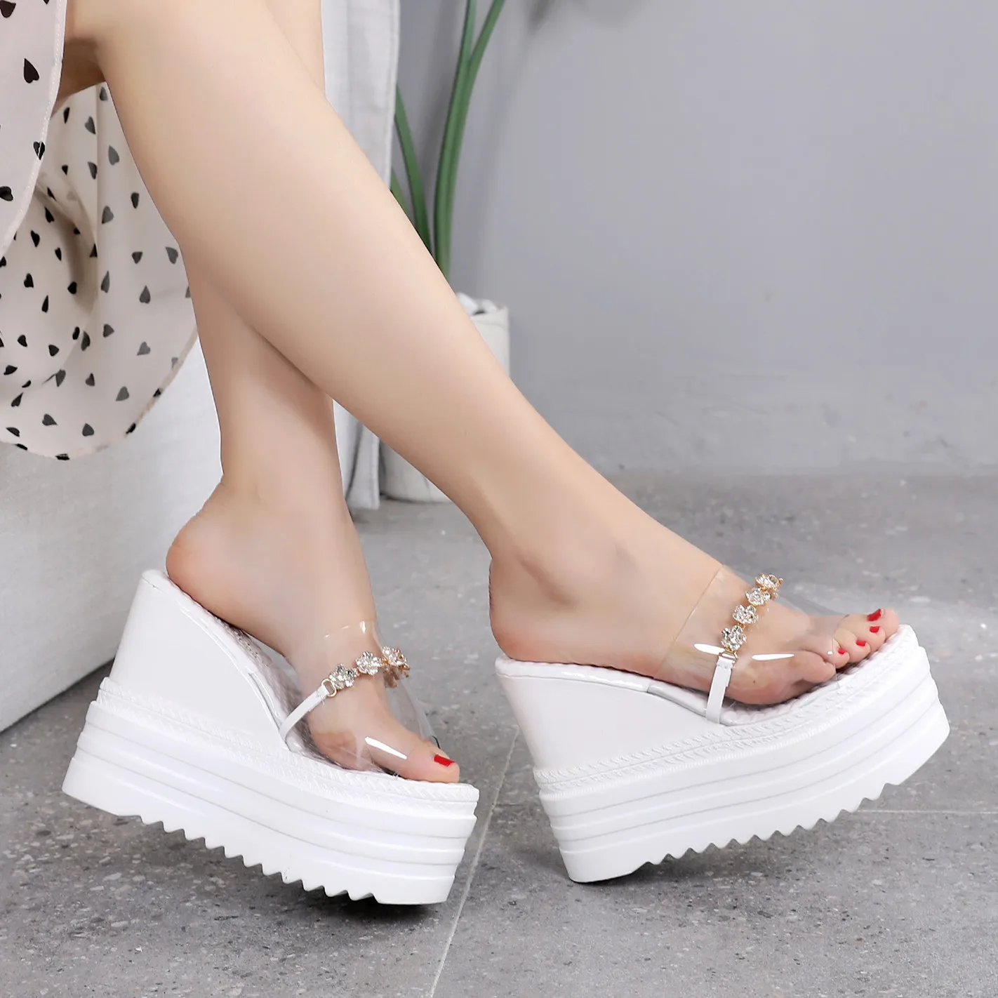 Slippers Casual Shoes Woman 2022 Heeled Mules Platform Increased Internal Jelly Slides Black Sandals On A Wedge Peep Toe Luxury