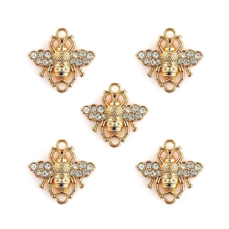 

10 шт./лот золотистые соединители с кристаллами и пчелами, подвеска «сделай сам», ожерелье, браслеты для изготовления ювелирных изделий, аксессуары