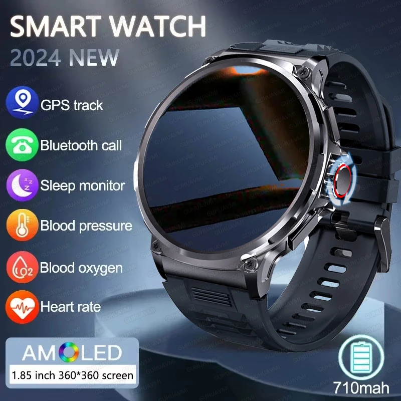 

2024 New GPS Track Smart Watch Men 1.85-Inch Ultra HD AMOLED Screen 710 Mah Battery Bluetooth Call SmartWatch For Huawei Xiaomi