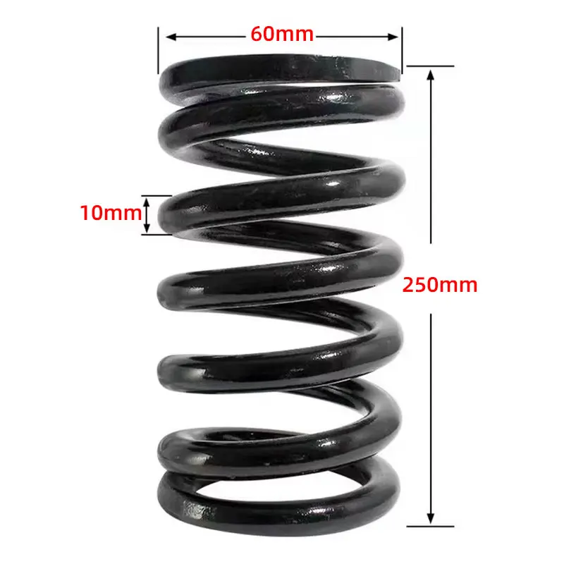 1 Uds. Amortiguador de acero con resorte, resorte de retorno de compresión, resorte de presión, diámetro del alambre = 10mm de diámetro exterior = 60mm de longitud = 250mm