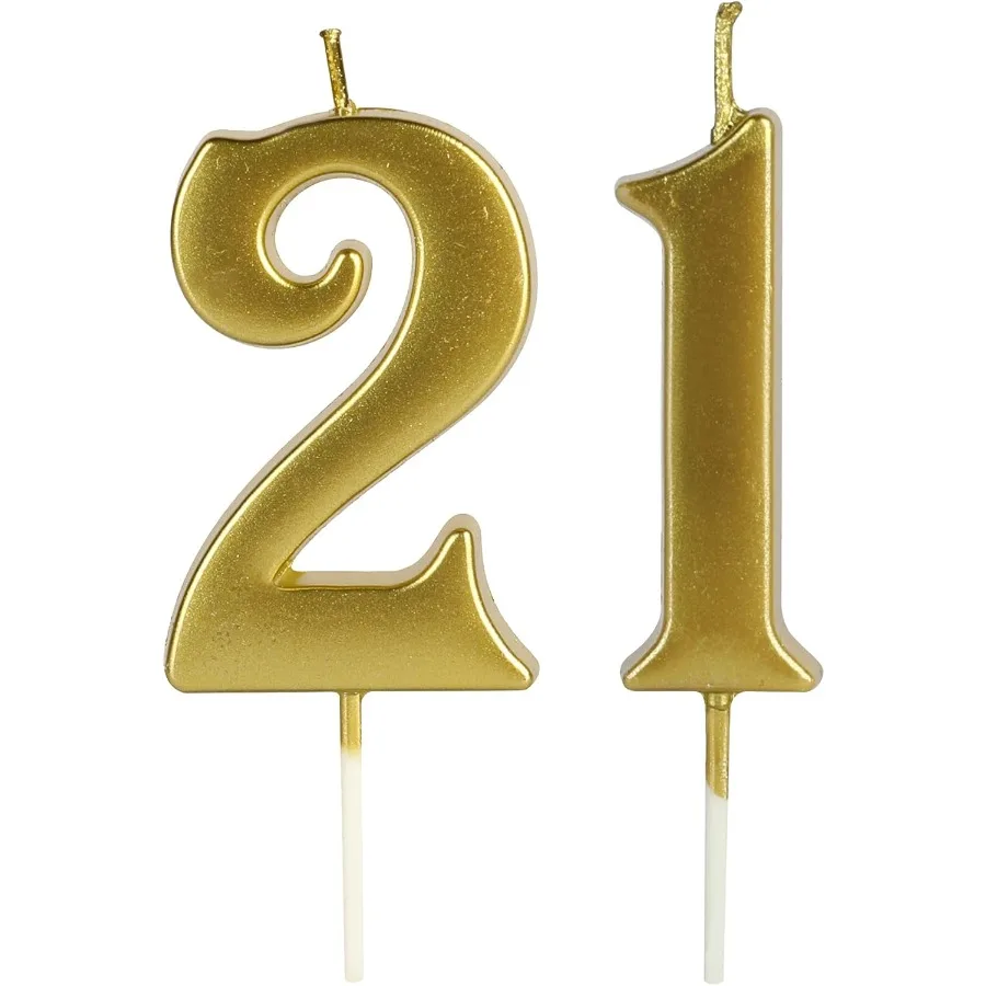 الذهب 21st 12th عيد ميلاد عدد الشموع للكعكة عدد 21 12 1 2 بريق شمعة حفلة الذكرى Ca الديكور للرجال ن أو الرجال