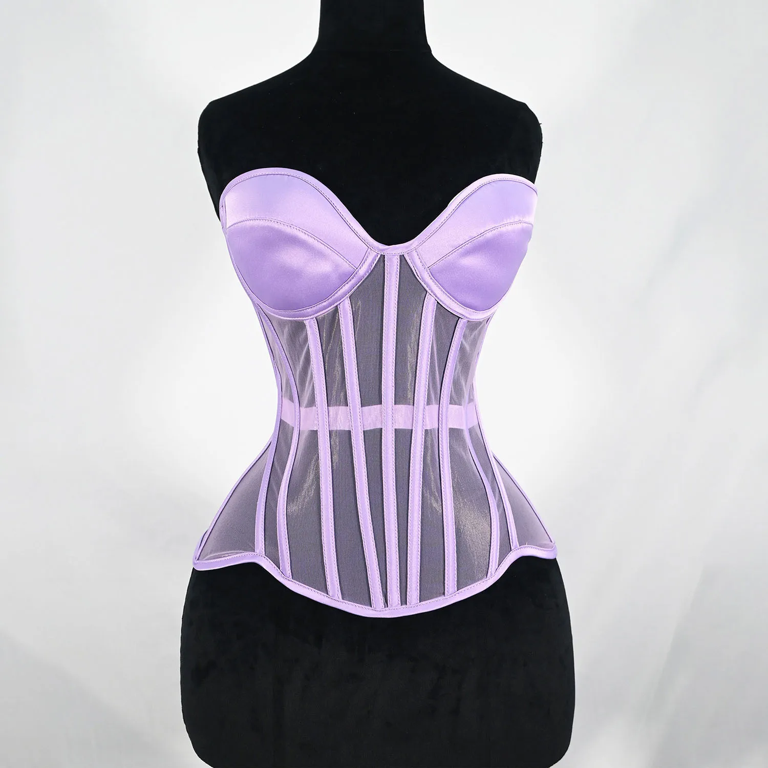 

Women Corset Bustiers Sexy Sheer Mesh Strapless Top Luxury Vintage Gothic Corsets Lady Evening Party Tops Lace Up Body Shaper
