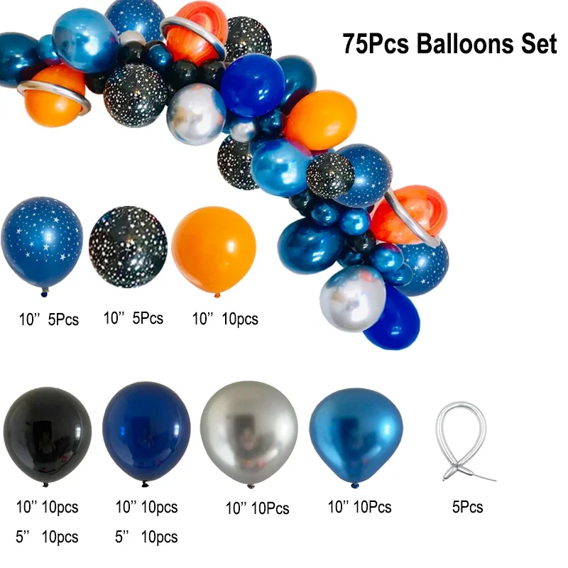 Outer Space Balloon Garland DIY Kit Planets Rocket Astronaut Foil Balloons Backdrop Boy Space Themed Birthday Party Supplies