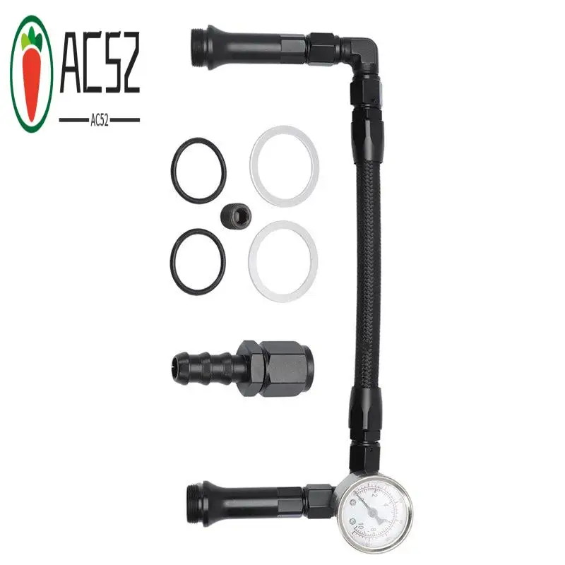 AC52-AN6 Dual Feed Carb Fuel Line Double Pump For Holley 4150 Carburetor With Vacuum Pressure Gauge