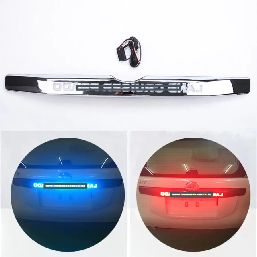 Trunk Lid Cover Braking Light Driving LightCar Chrome Red Blue LED For Toyota Prado 150 Land Cruiser Prado FJ150 2014-2018