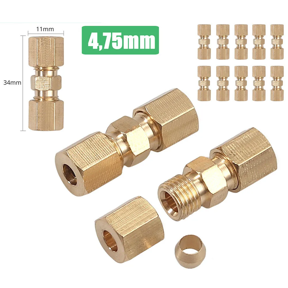 10x Brake Line Connector For Brake Line Without Flaring 4.75mm 3/16 \