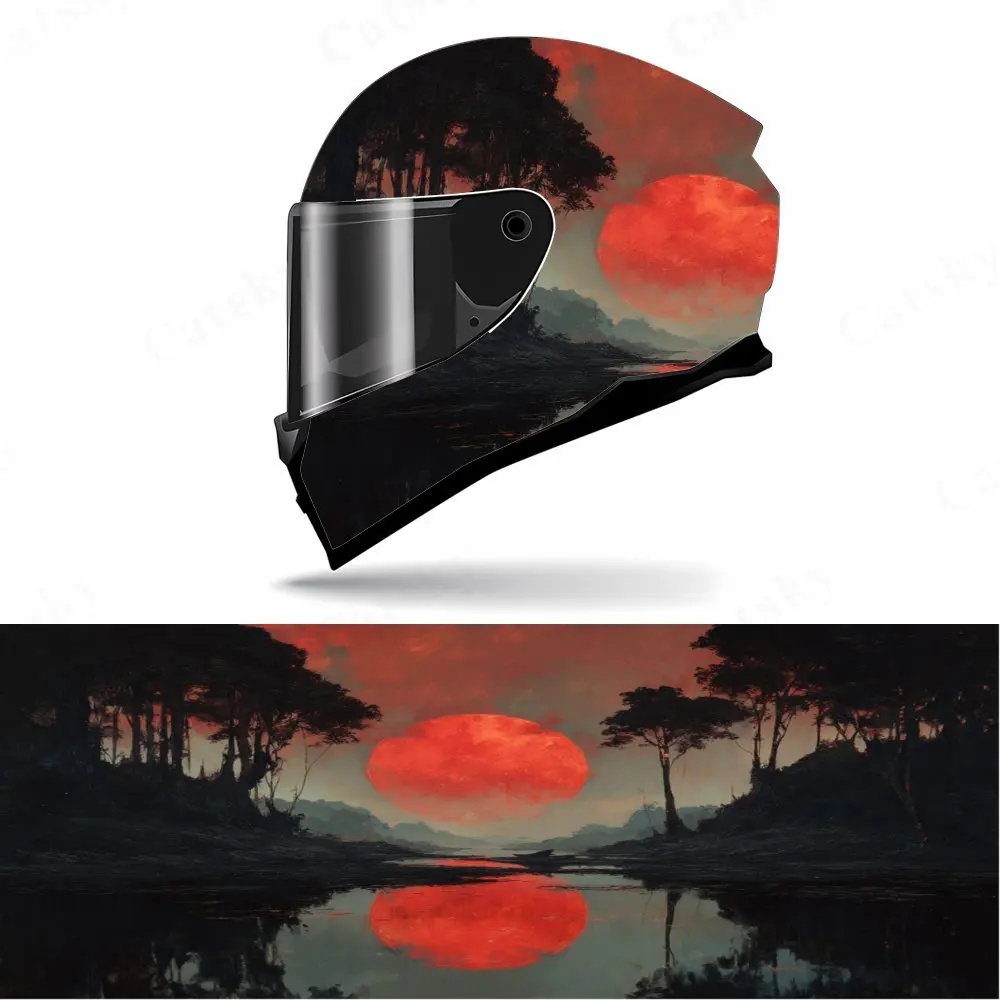 

Stunning Sunset Full Face Helmet Decals - Durable and Waterproof PVC, self-adhesive Motorcycle Racing Helmet Aesthetic Sticker,