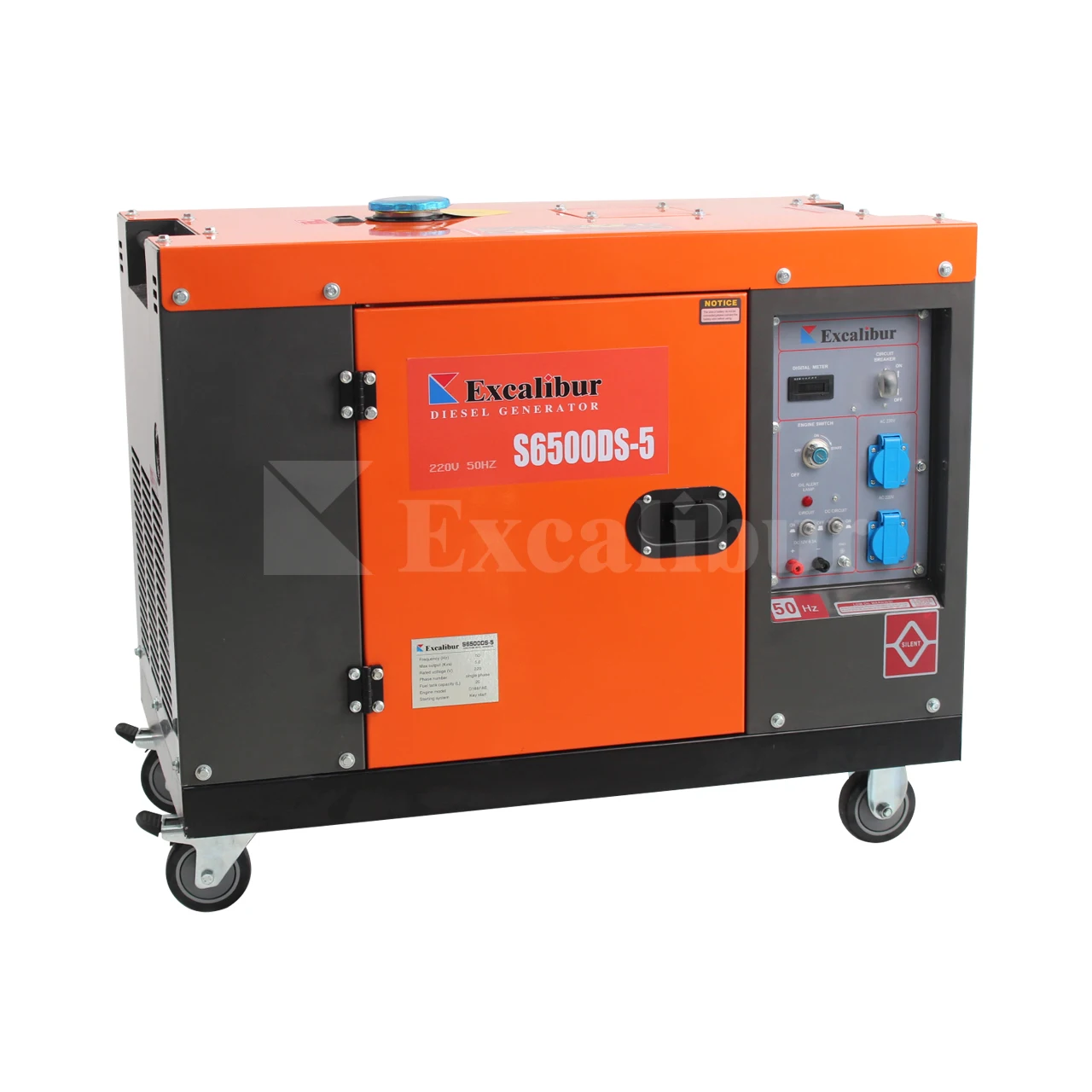 Generador Inverter Portátil Silencioso Excalibur de 5kw 220v con Ruedas