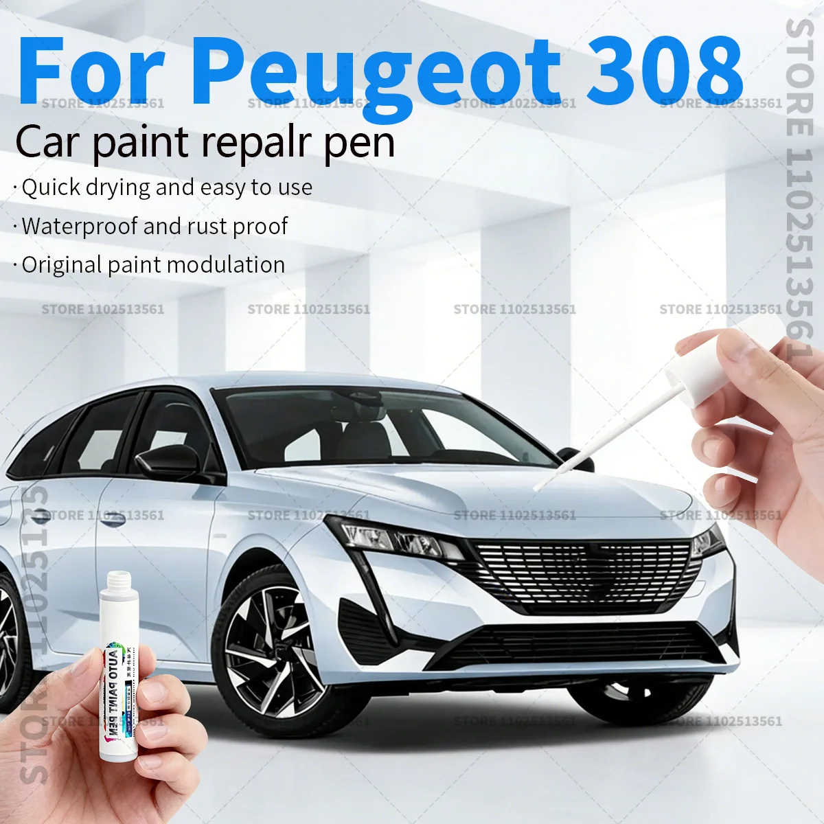 

Для Peugeot 308 SW GT 2007-2025 T7 T9 P5: Карандаш для ремонта краски, средство для удаления царапин, аксессуары для авто DIY, черный, белый, зеленый, синий