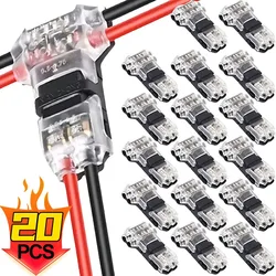 20/1PCS T Tap Wire Connectors Disconnect Terminals Low Voltage Wire Splitter Connector Push-in Lever Quick Wire Connectors