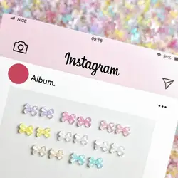 120PCS Kawaii Colorful Tie Nail Art Decorations Mini Translucent Jelly Bow Resin Nail Charms Accessories for DIY Hairpin Nails
