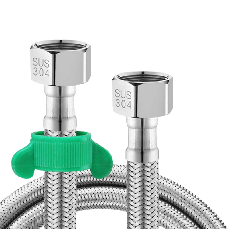 Selang air panas dan dingin baja tahan karat 304 anyaman logam ulir 1/2, pipa penghubung tahan ledakan tekanan tinggi