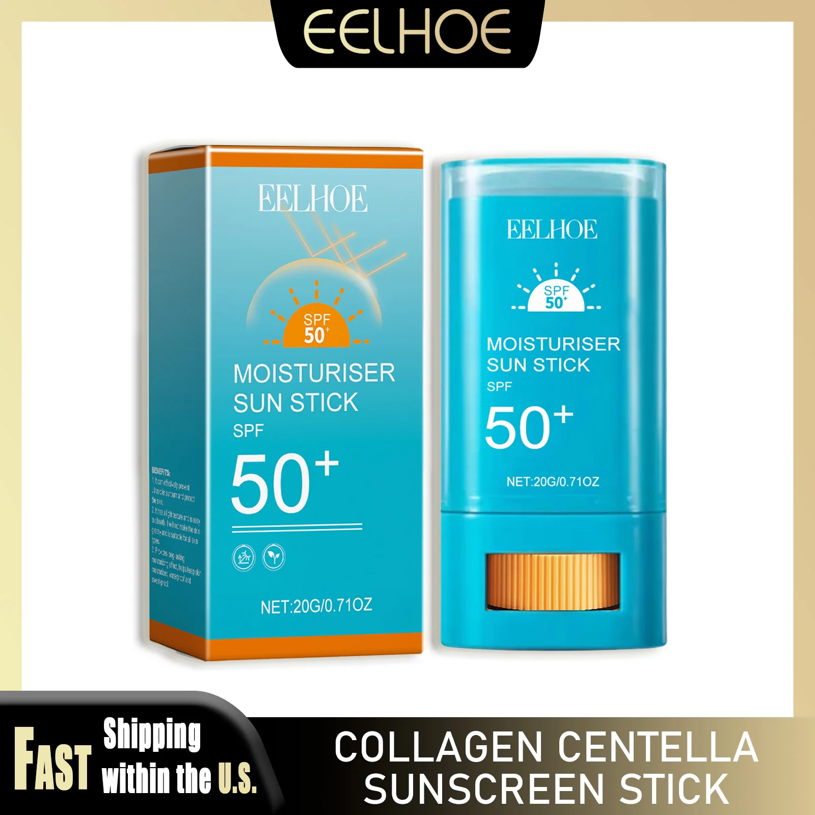 

EELHOE 20 г Centella солнцезащитный крем-карандаш SPF 50+ длительный анти-УФ глубокий увлажняющий крем коллагеновый протектор изолирующий уход за лицом