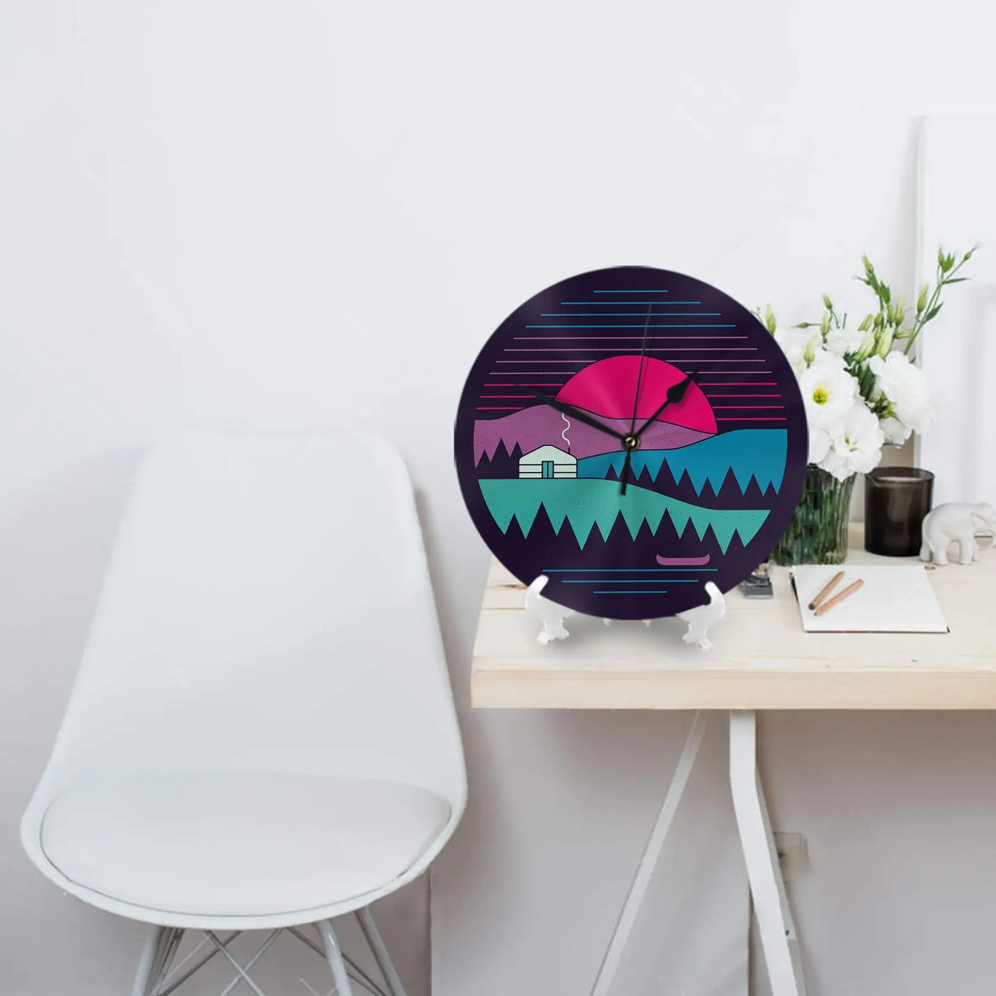 Back to Basics Wall Clock Room Decoration Silent Round Clock for Bedroom Living Kitchen Home