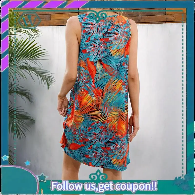 A09P Summer Dresses For Women Casual Sundress With Pocket Beach Cover Up Swimsuit