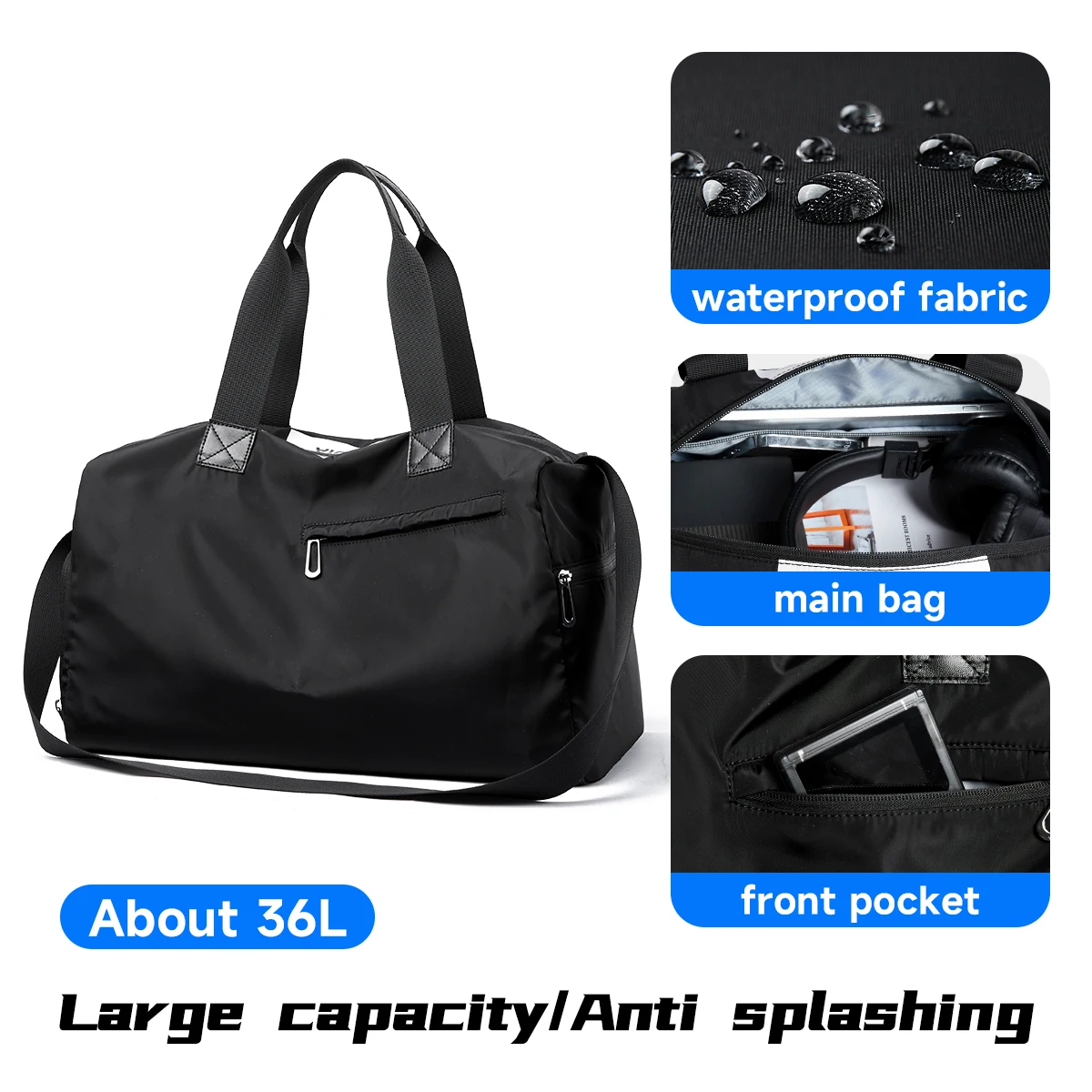 Travel Tote Large Capacity Waterprooof Travel Duffle Bag Gym Bag Man 16inch Travel Bags