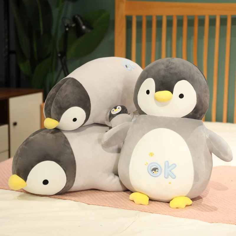 

55/80cm Giant Lying Soft Penguin Plush Pillow Fluffy Lazy Sofa Living Room Decoration Nice Plush Toy for Kids Surprise Gift