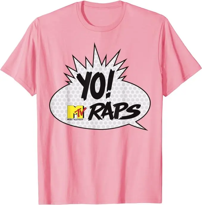 MTV YO! MTV Raps Comic Book Talk Bubble T-Shirt MTV Pastel Colors Beach Spring Break Summer Fashion Tee Humorous Holiday Clothes