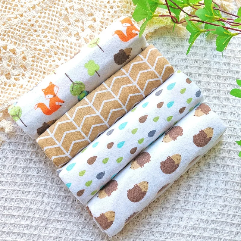 4pcs/pack 100% Cotton Flannel Diapers Supersoft Receiving Baby Blanket Newborn Wrap Cartoon Baby Bedsheet Print Blanket Swaddle