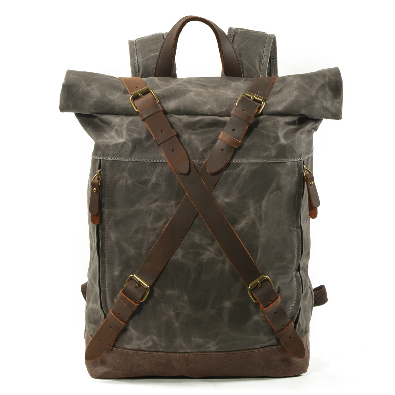 

Retro American Casual Waterproof Canvas Double Shoulder Bag Men's Military Backpack Outdoor Motorcycle Large Capacity Travel ...