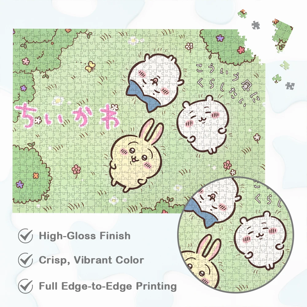 Chiikawa Hachiware Usagi 퍼즐 Sanrio 만화 게임 및 퍼즐 Miniso 녹색 잔디 만화 시리즈 교육 장난감 직소 퍼즐