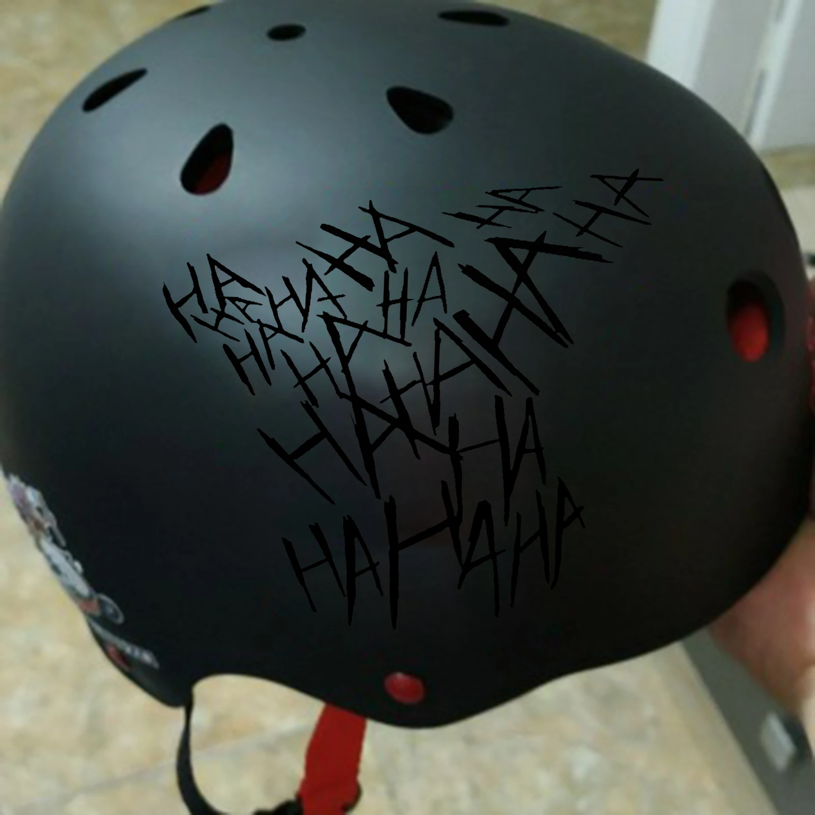 HAHAHA ha-pegatina impermeable para casco, calcomanía con texto divertido para cuaderno, pegatinas impermeables para teléfono, calcomanías de Joker Hahaha ha