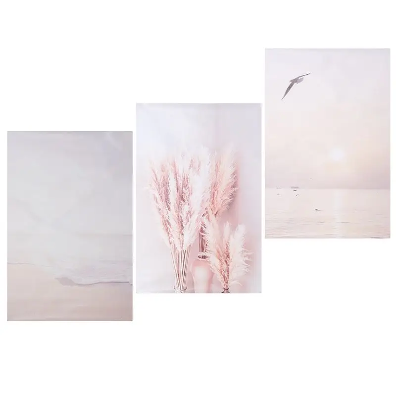 MLGB-3Pcs Beige Grass Sunset Beach Palm Tree Canvas Painting Nordic Posters And Prints Wall Pictures For Living Room Decor