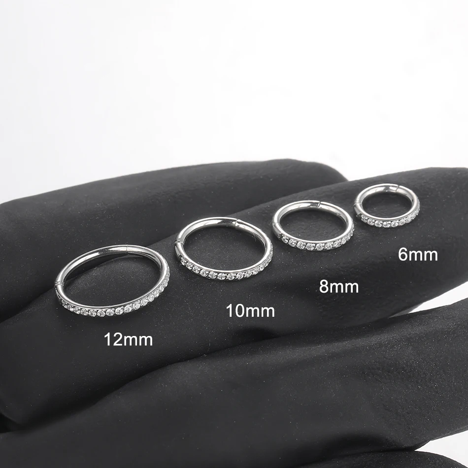 1PC 16G Surgical Steel Hoop Earrings for Women 6/8/10/12mm CZ Paved Small Helix Piercing Tragus Cartilage Piercing Body Jewelry