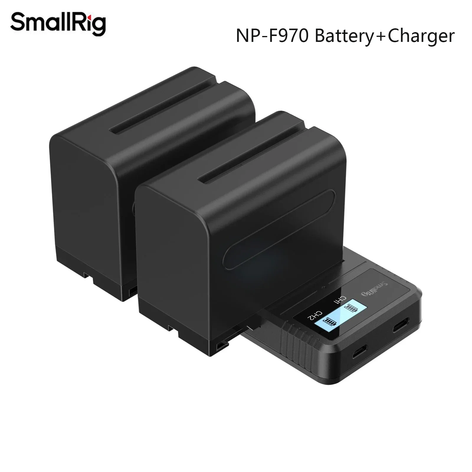 

Smallrig NP-F970 Battery and Charger Kit Dual Fast Charging Digital Screen Display 7800mAh Batteries USB-C/Micro-USB Interface