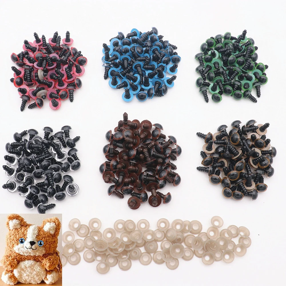 50 Uds. Ojos de seguridad coloridos de 8-12mm para Amigurumi con arandelas ojos de animales de ganchillo para manualidades de oso títere DIY suministros para hacer