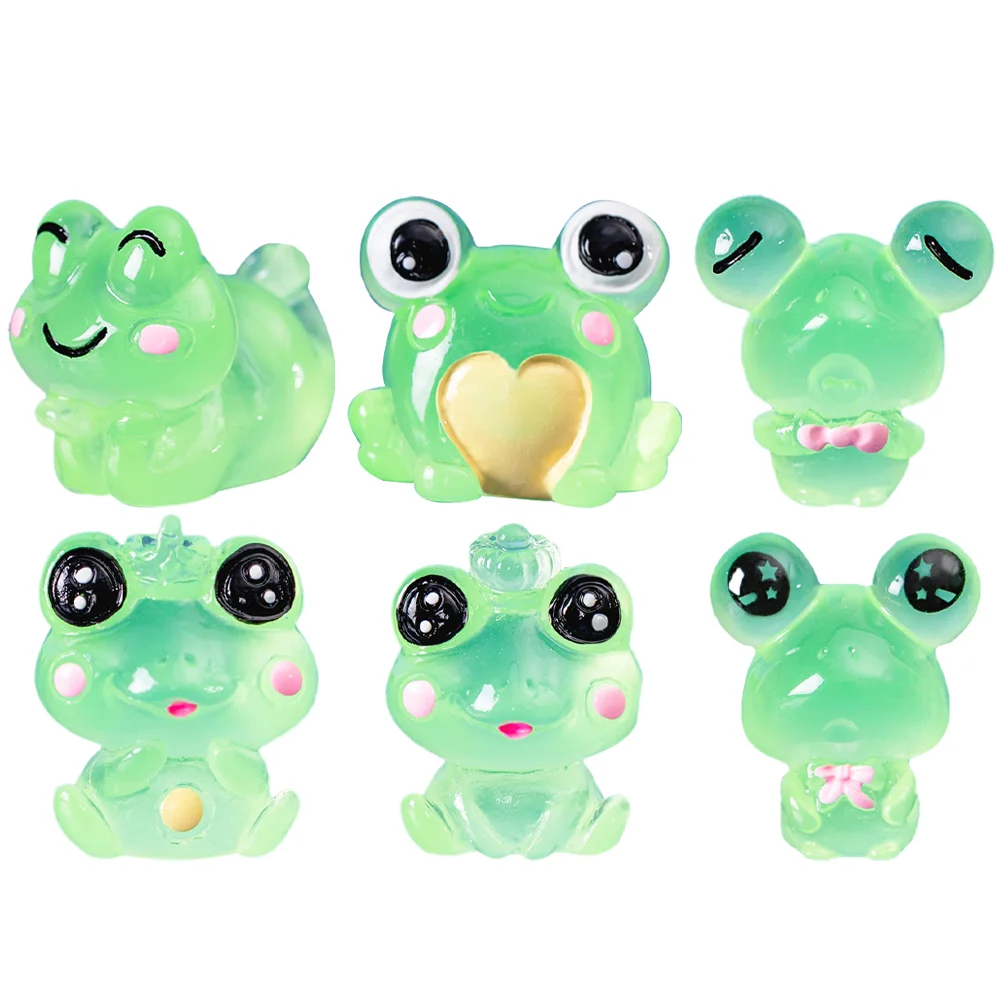 6 Pcs Frog Decorations Fairy Gardens Frogs Desk Small Office Lively Room Cute Home Sculptures Resin Figurines Animal